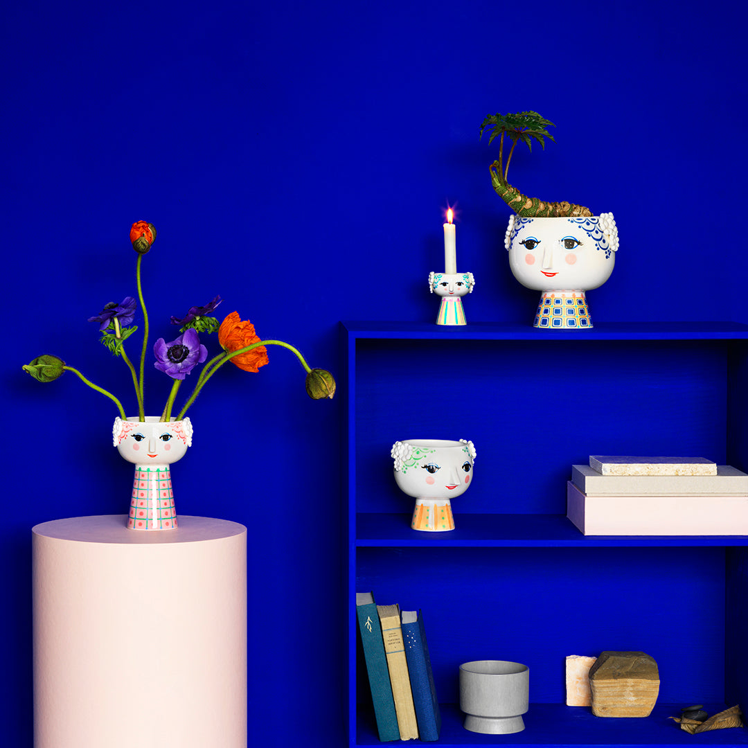 Bjørn Wiinblad Eva lysestage, Lys Blå - H: 9,5 - Bahne